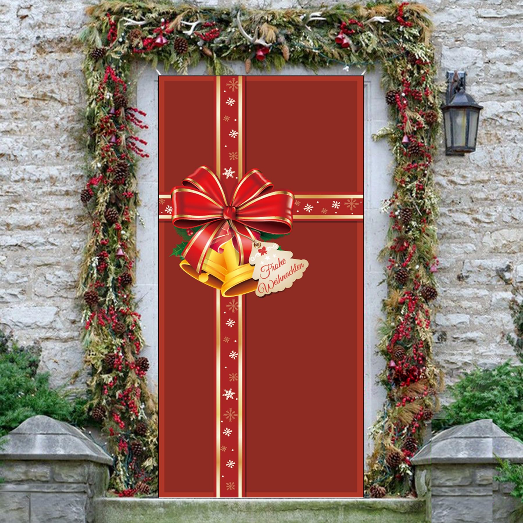 COLOFALLA Weihnachtsbanner 90x200 Cm – „Frohe Weihnachten“ Dekoration Mit Seil