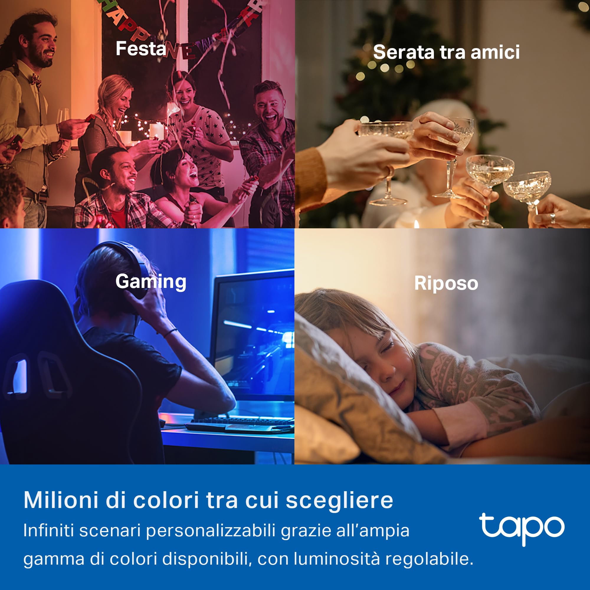 Tapo L430C Lampadina Alexa E14 Multicolore e Dimmerabile a Doppio Strato, 2500-6500K, Sync-to-Music,Illuminazione Automatica del Bioritmo, Programazione & Timer,Compatibile con Alexa e Google, 2 pezzi