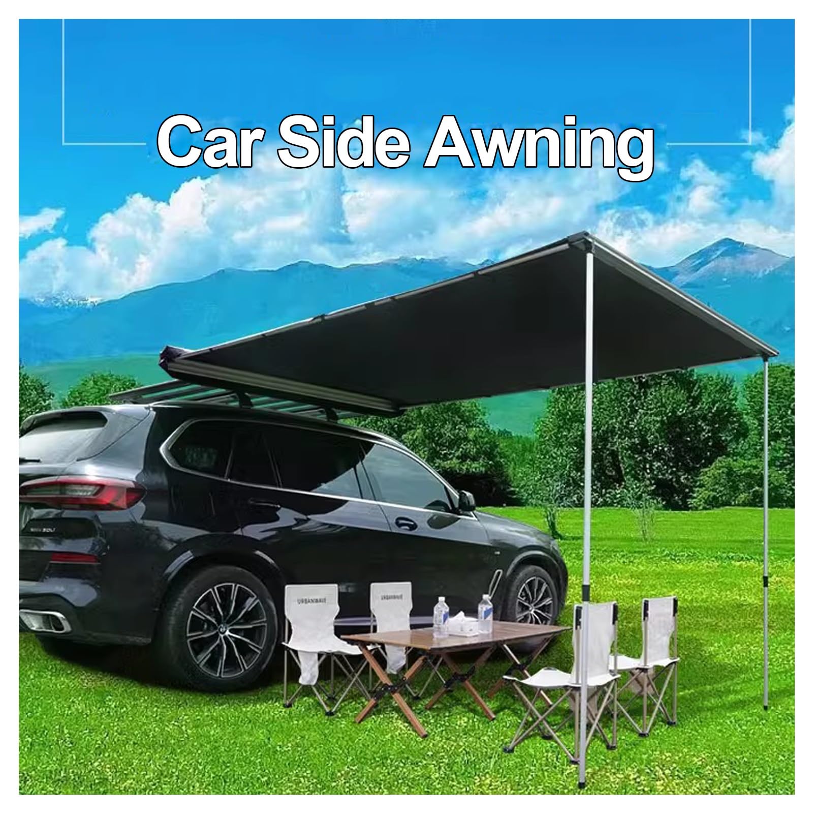 KXJPIZIYB Auto Markise Outdoor-SUV-Zelt, UPF50+ PU3000mm, Seitenmarkise Ausziehbar Wetterfeste, Dachträgermarkise für 4x4/SUV/LKW/Van(200x250cm/6.5x8.2ft) Auto & Motorrad