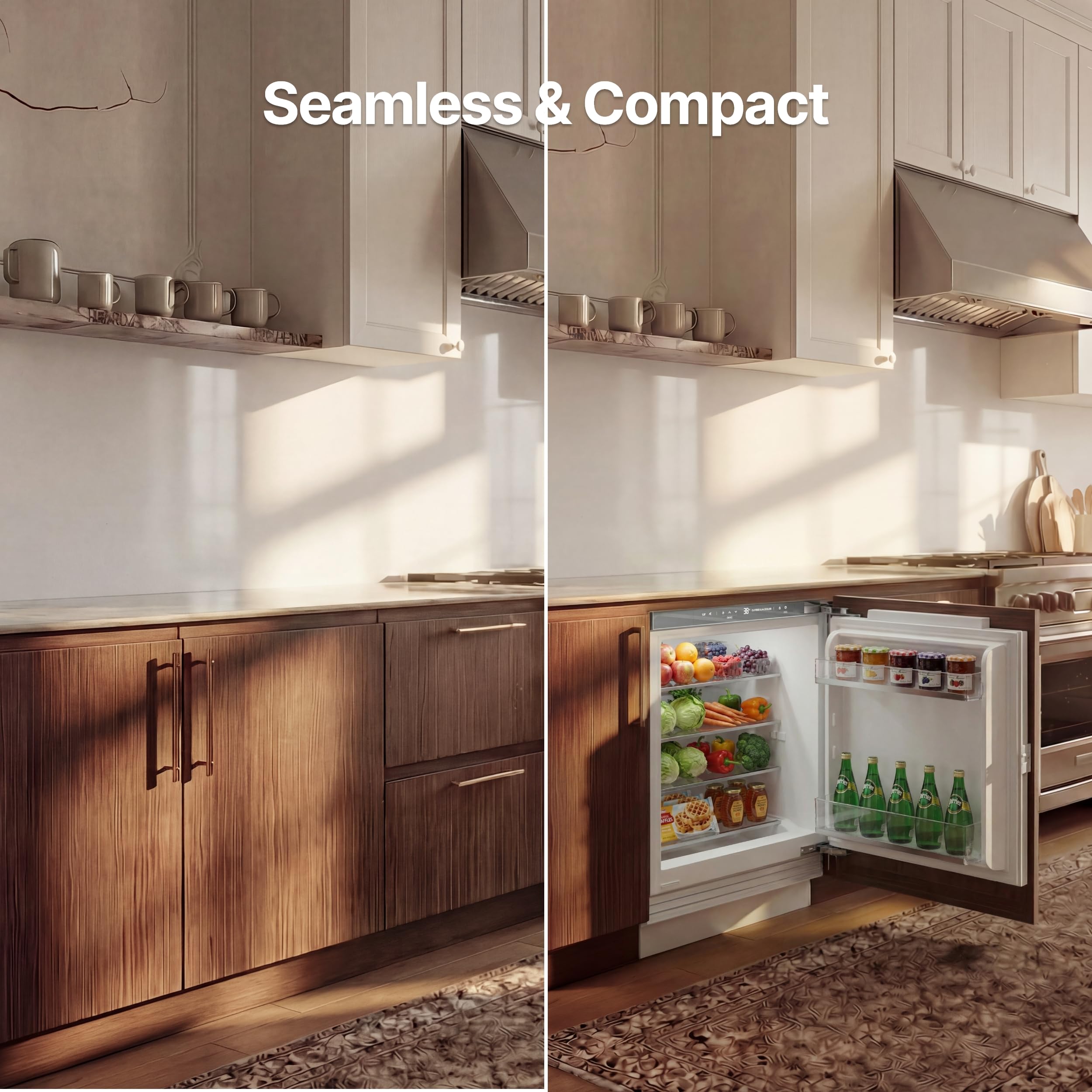 Ca'Lefort 24'' Undercounter Panel Ready Fridge, Built-In Full Freshness Panel-Ready Fridge, Built In Refrigerator Perfect For Modern Kitchens, 3 Freezer Spaces, 4.77 Cu.Ft (Panel Not Included) on Fridge.com - View 2