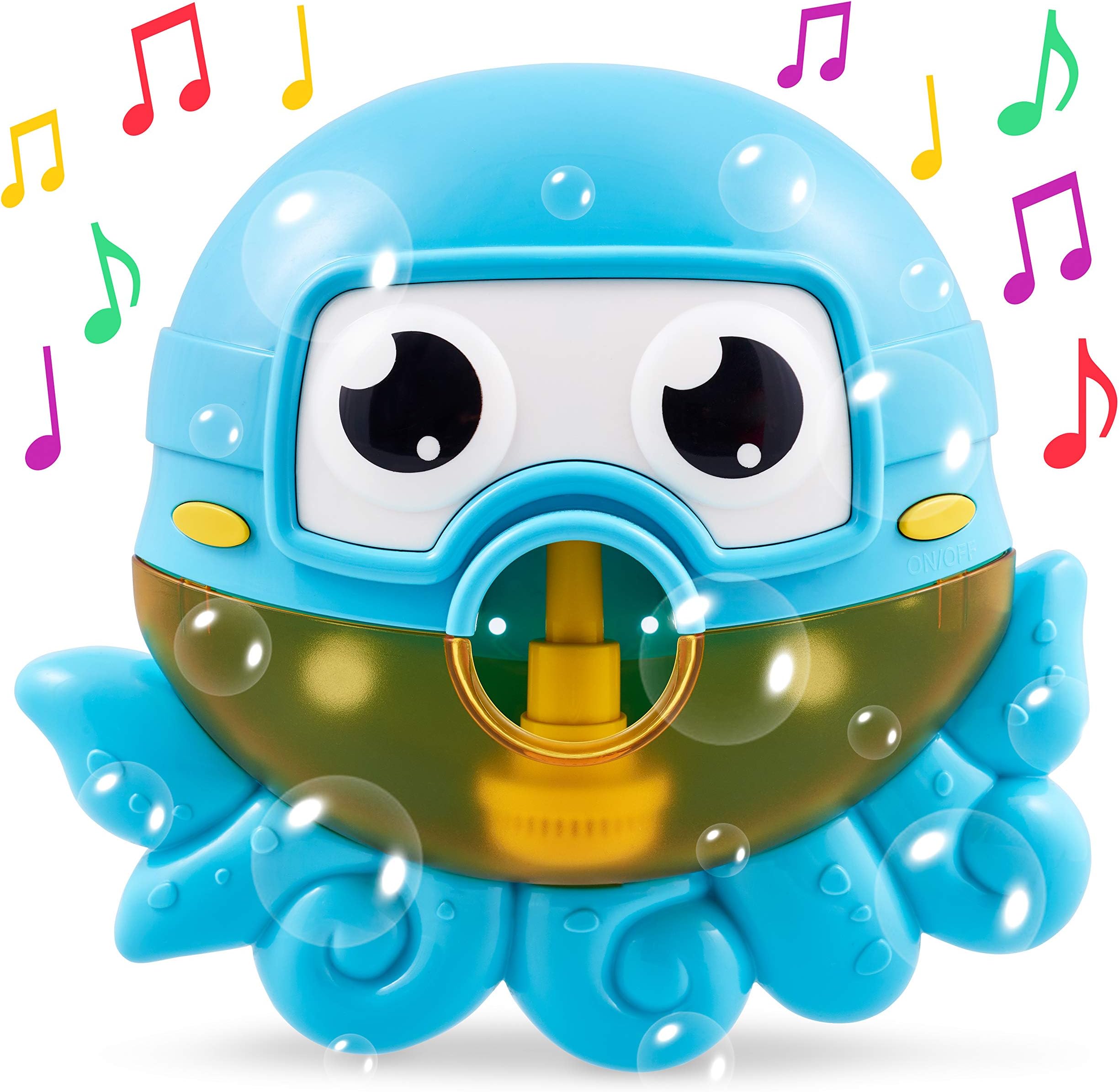 Chuchik Bubble Bath Maker for The Bathtub. Blows Bubbles and Plays 24 Children’s Songs – Baby, Kids Bath Toys Makes Great Gifts for Toddlers – Sing-Along Machine (Blue Octopus)