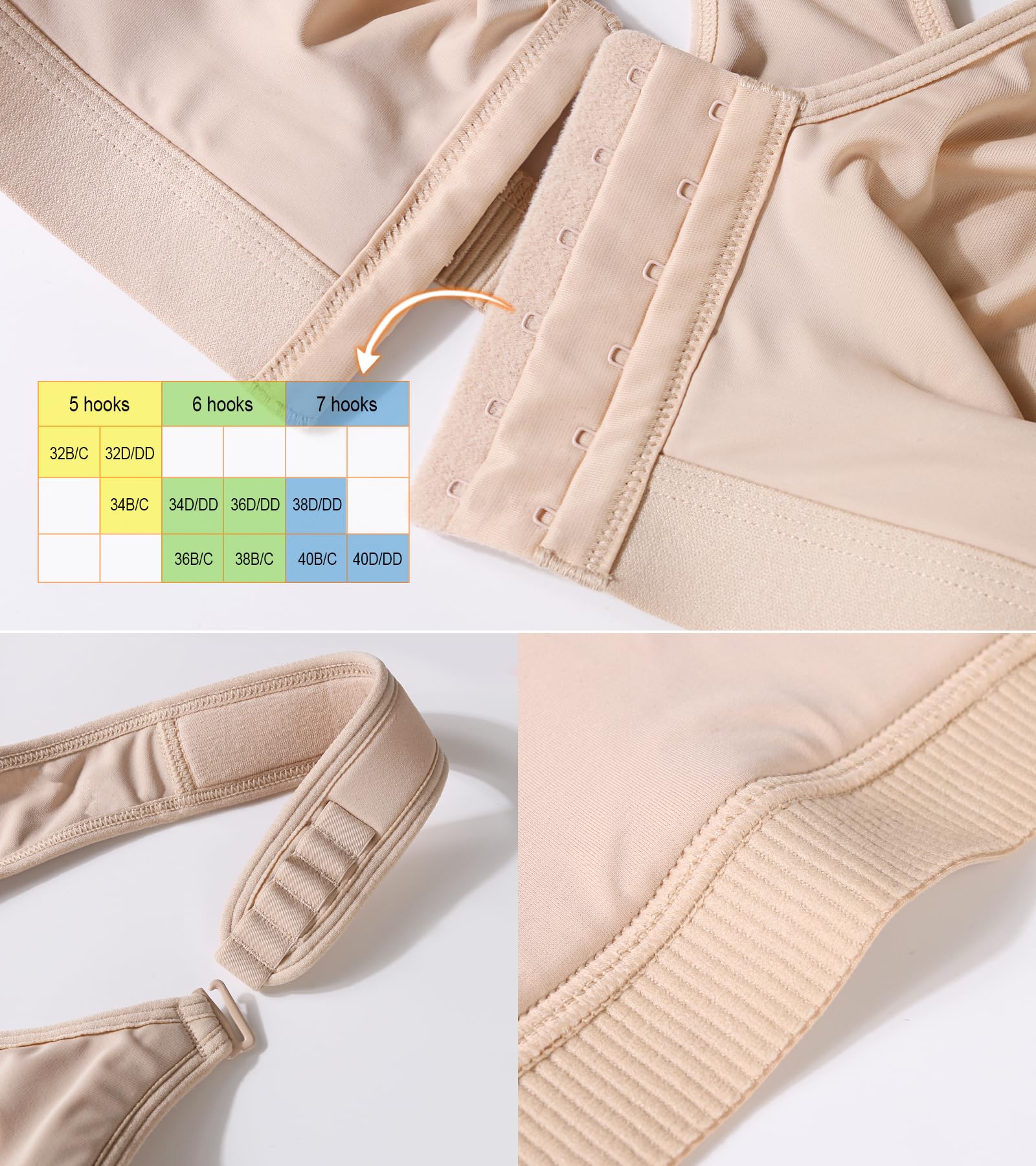 DotVol Bra Reggiseno Postoperatorio, Pulsante Anteriore, Minimizer Sportivo, Petto Regolabile, Racerback Comfort Bra