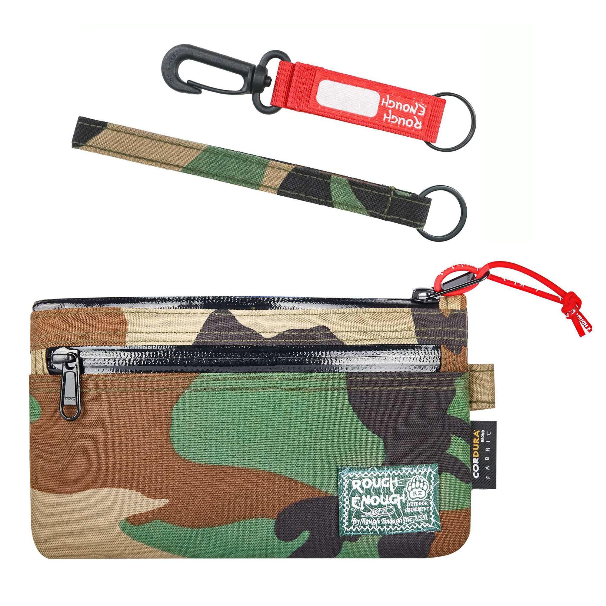 Rough Enough Passport Wallet for Men Women Holder Cell Phone Purse Pouch with Wrist Lanyard Keychain Travel Vacation Green Camo Cordura