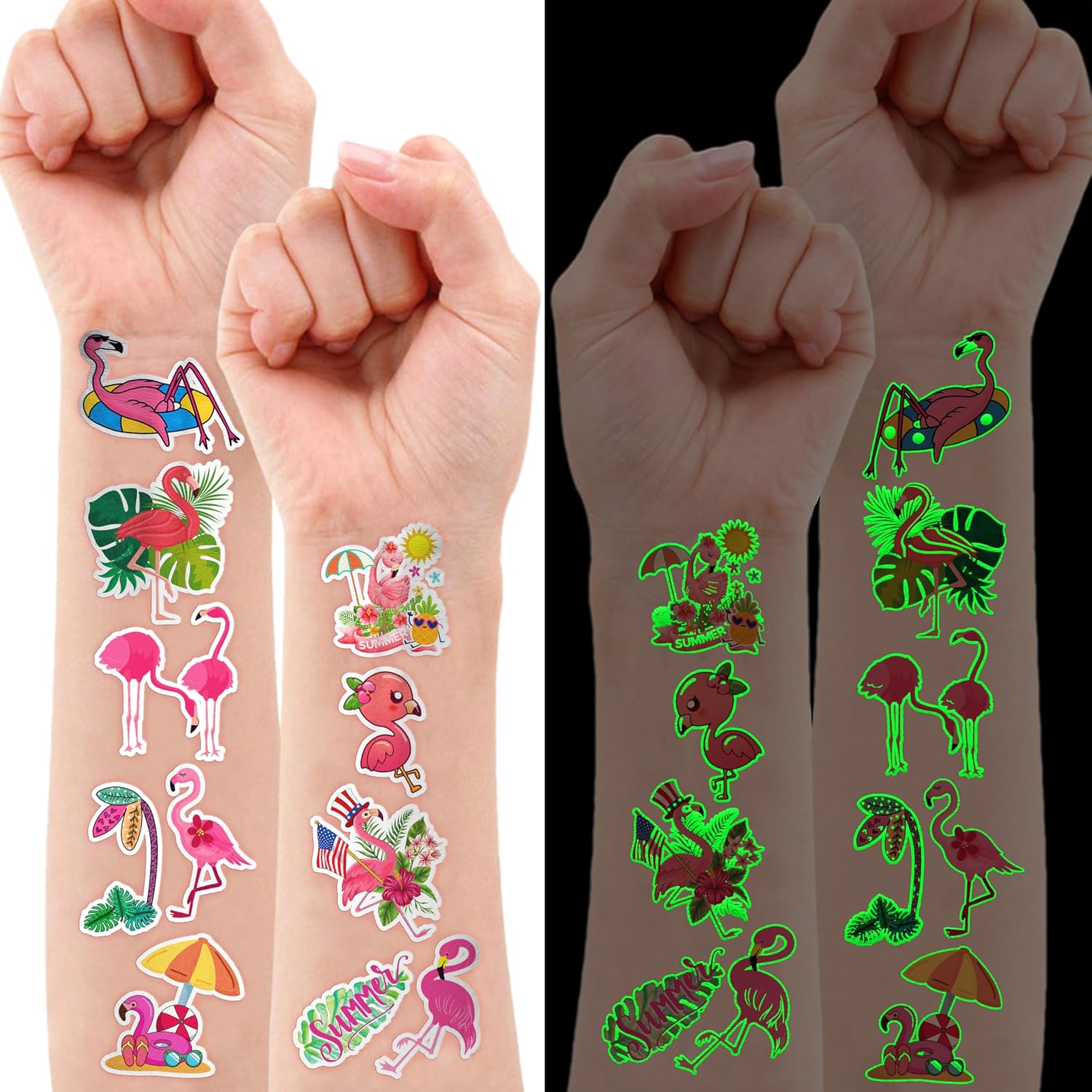 Funny-Flamingo Glow In The Dark Sticker - Summer Party Supplies