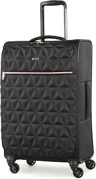 Rock Jewel Medium 61L 3D Design Soft Shell Suitcase - Black