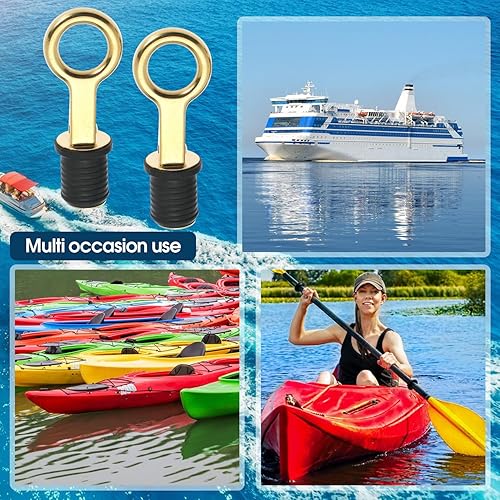 Miniatura 4 de Tapón de goma con mango a presión, tapón de drenaje de barco, con mango de latón/acero inoxidable, accesorios para barcos