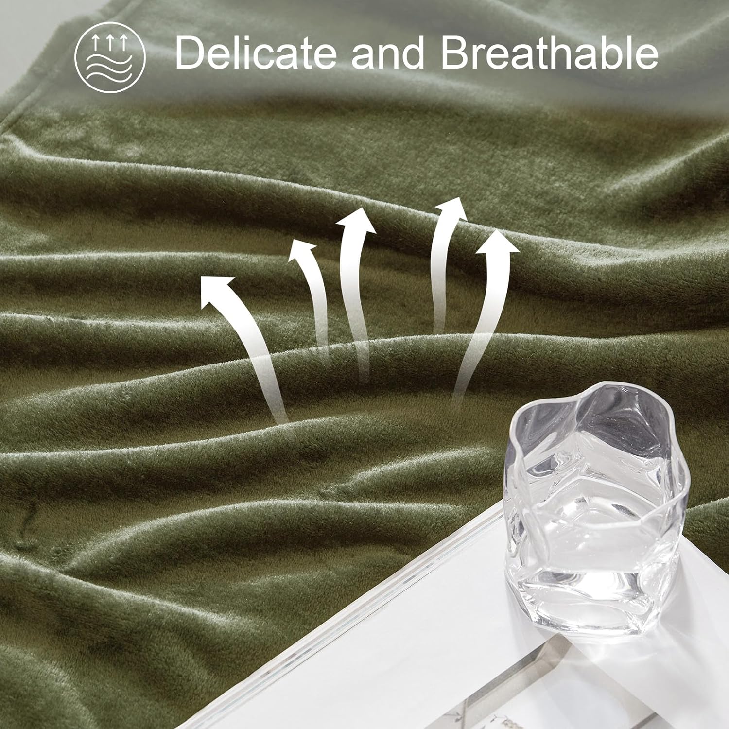 Exclusivo Mezcla Fleece Blanket King Size for Bed, Super Soft and Warm, All Season, Cozy, Plush, Lightweight, 90x104 Inches, Olive Green - Image 6