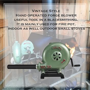 Blacksmiths Vintage Style Cast Aluminium Hand Crank Heavy Duty Forge Blower