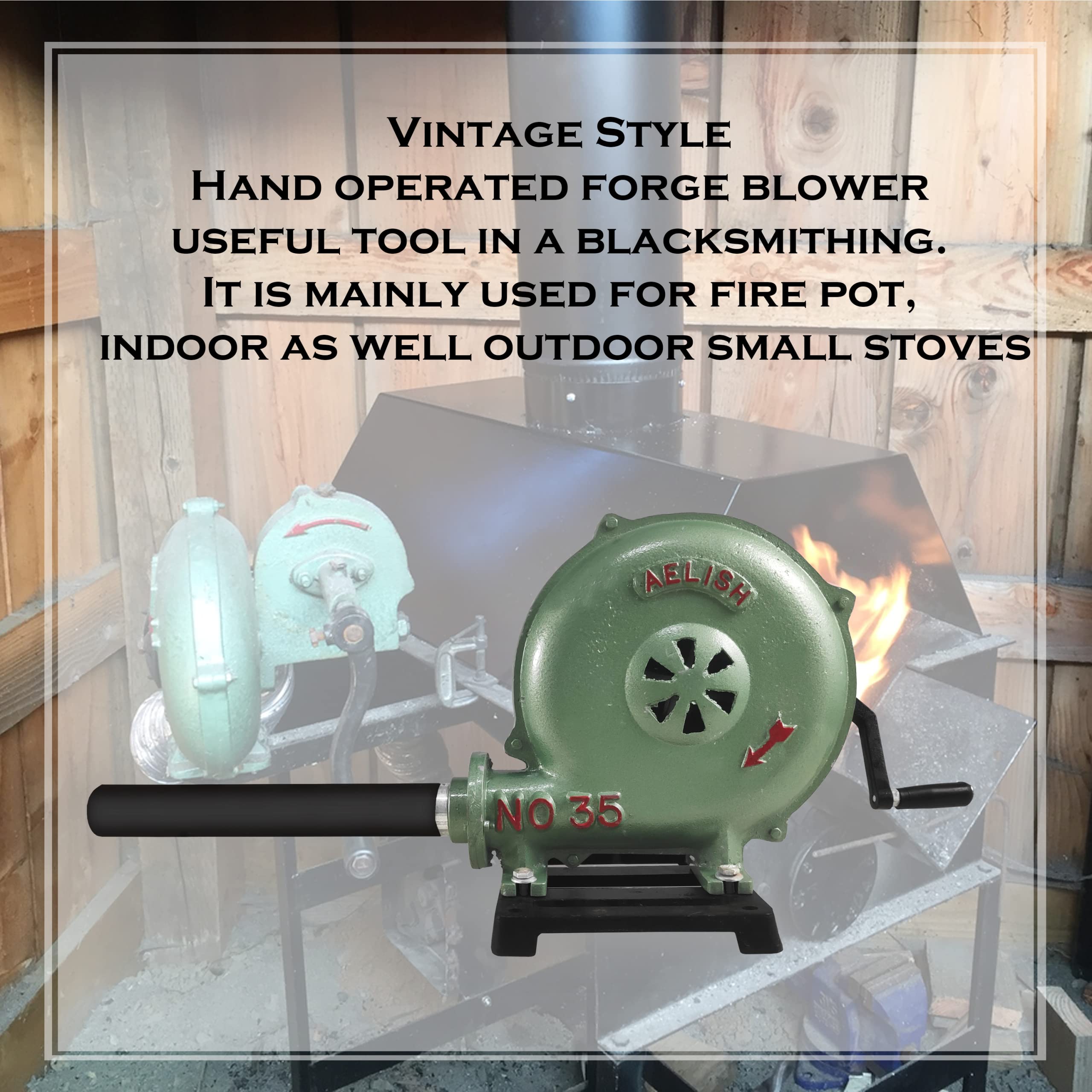 Simond Store Hand Crank Blacksmithing Blower,11 Inch Cast