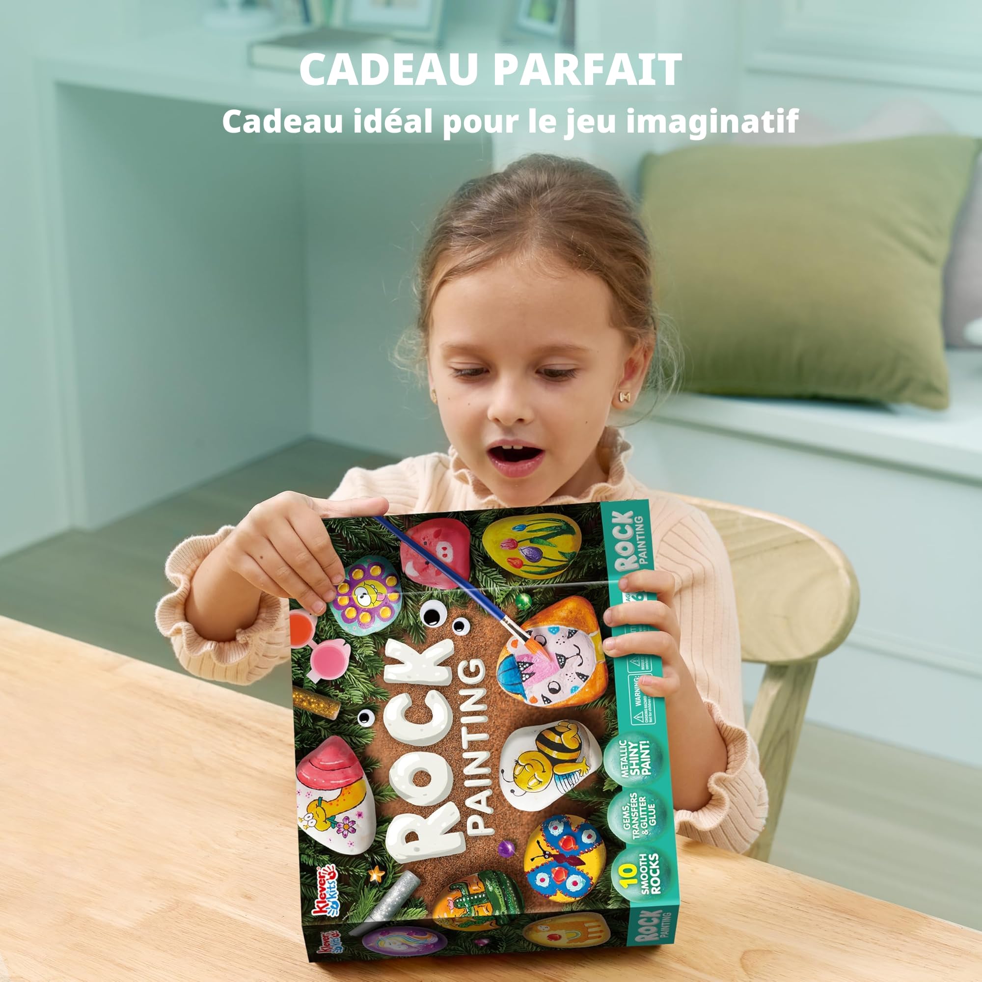 Kit De Peinture Sur Pierre Pour Enfants Et Adultes - 2 Pierres, 12 Peintures, Paillettes, Yeux - Activité Créative