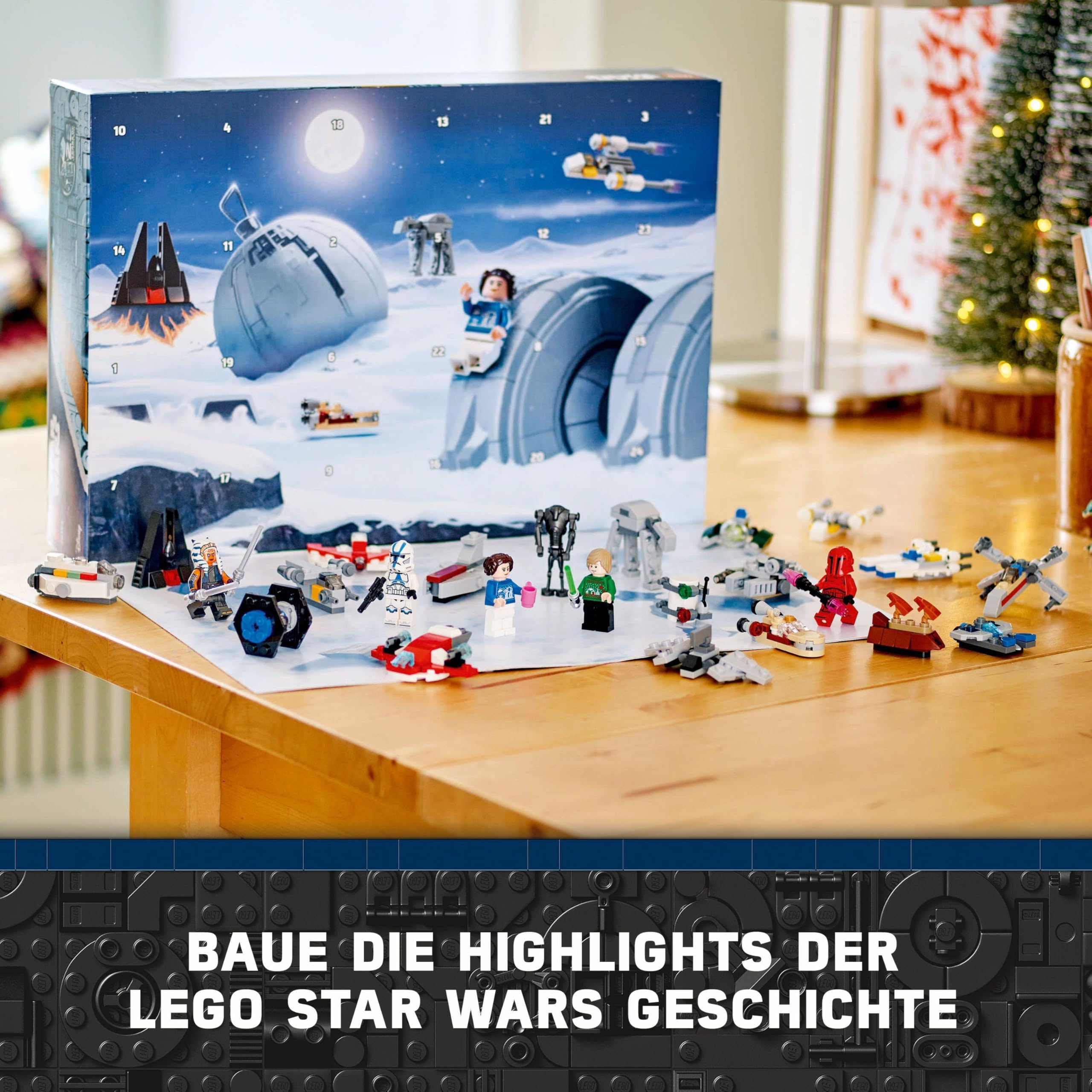 LEGO Star Wars Adventskalender 2024, 18 Mini-Modelle und 6 Charaktere zum Sammeln, Vorweihnachtsgeschenk für Jungen & Mädchen ab 6 Jahren, Bauspielzeug mit Minifiguren, Geschenk zu Weihnachten 75395