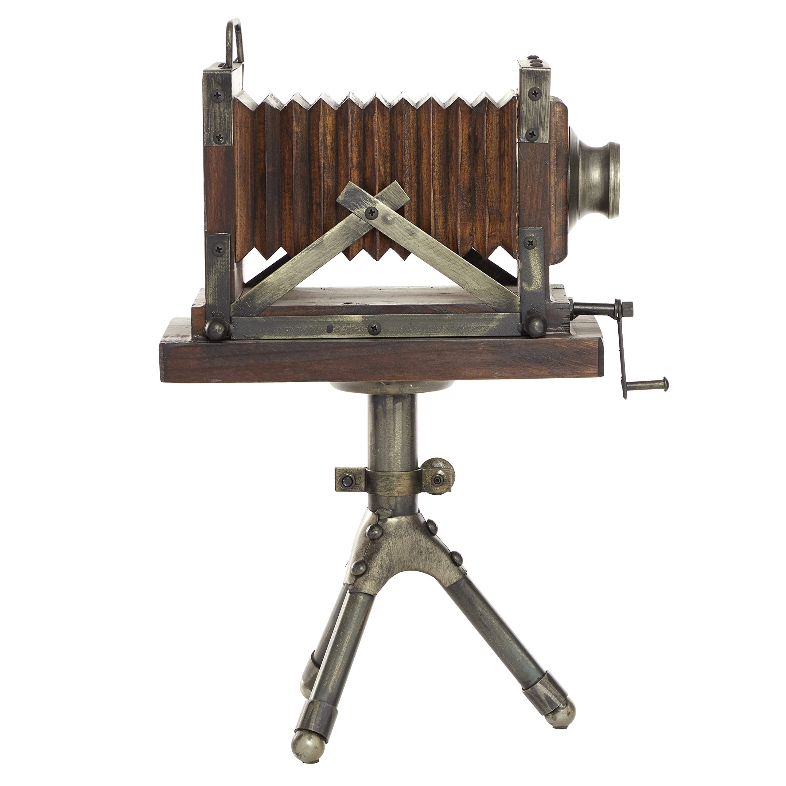 Deco 79 Vintage Wood Camera Sculpture for decoration , 11" x 8" x 17", Brown