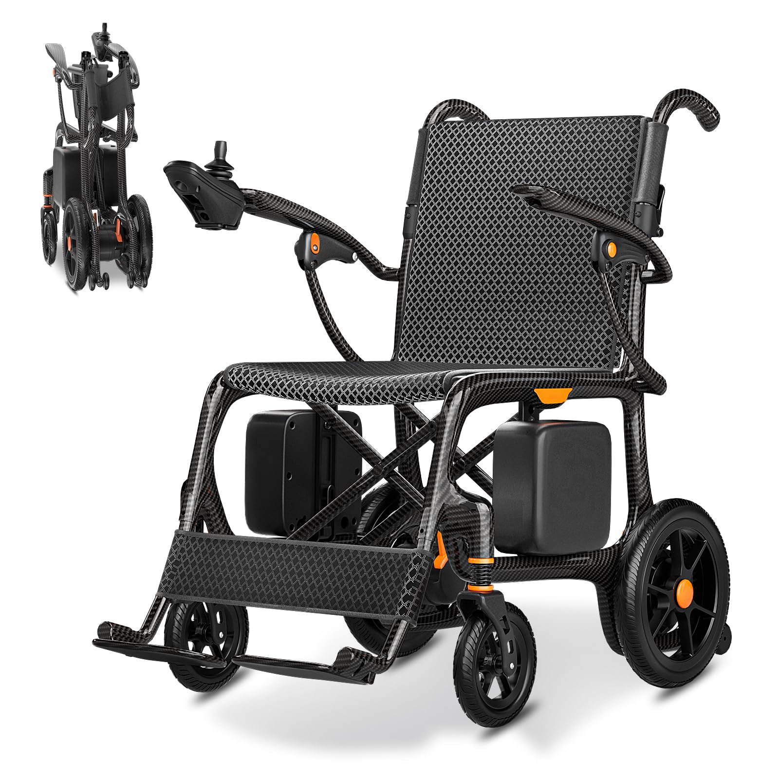 209 Carbon Elektrorollstuhl Ultraleicht, 45 km Reichweite Elektrischer Rollstuhl, Carbon-Rahmen Klappbar Elektrische Rollstühle, Leichtester E-Rollstuhl mit 130kg Tragkraft