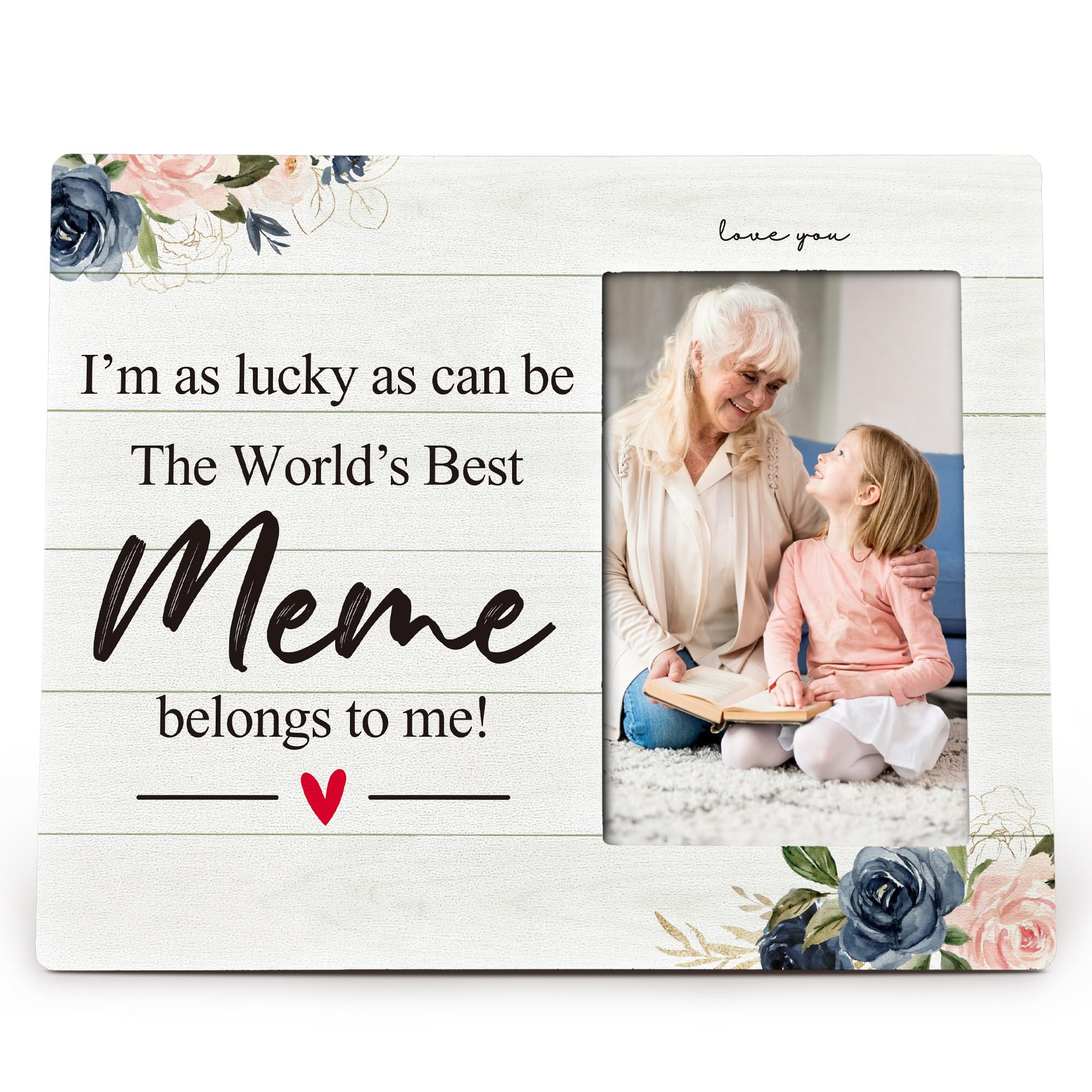 Meme Gifts 4X6 Picture Photo Frames, I Am As Lucky As Can Be The Best Meme Belong To Me Wood Photo Frame, Meme Christmas Birthday Mother’S Day Gifts Picture Frame for Wall Tabletop Display