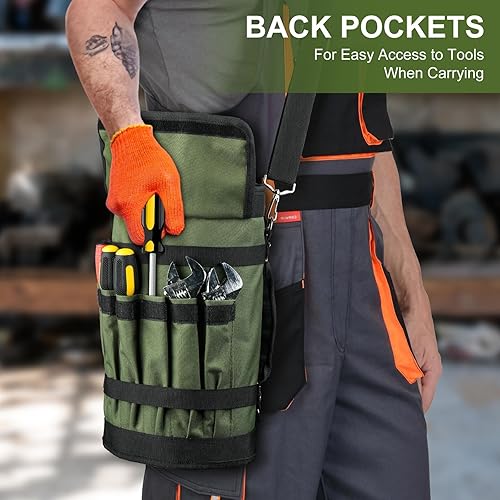 Miniatura 3 de Bolsa de herramientas, organizador grande de herramientas enrollable, bolsa de almacenamiento de rollo de herramientas de 13 bolsillos, bolsa de