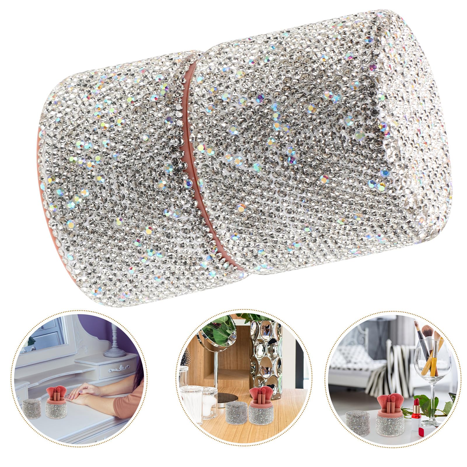 Alipis Set de Brochas de Maquillaje Portátil con Contenedor de Plástico, Brochas para Polvos y Labios, Diseño Duradero y Lujoso Adecuado para Viajes y Fiestas