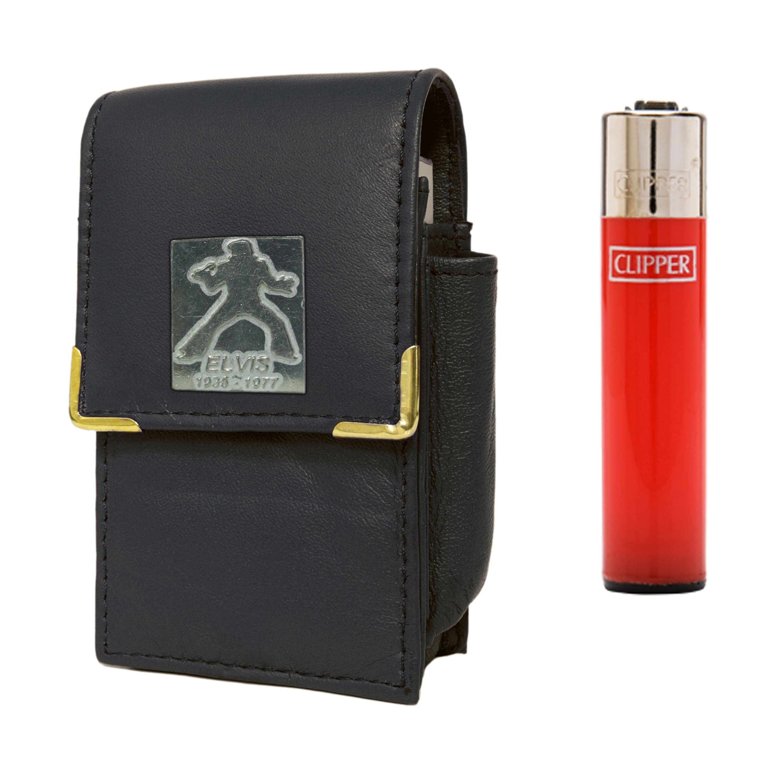 Elvis cigarette packet holder with Clipper gas lighter
