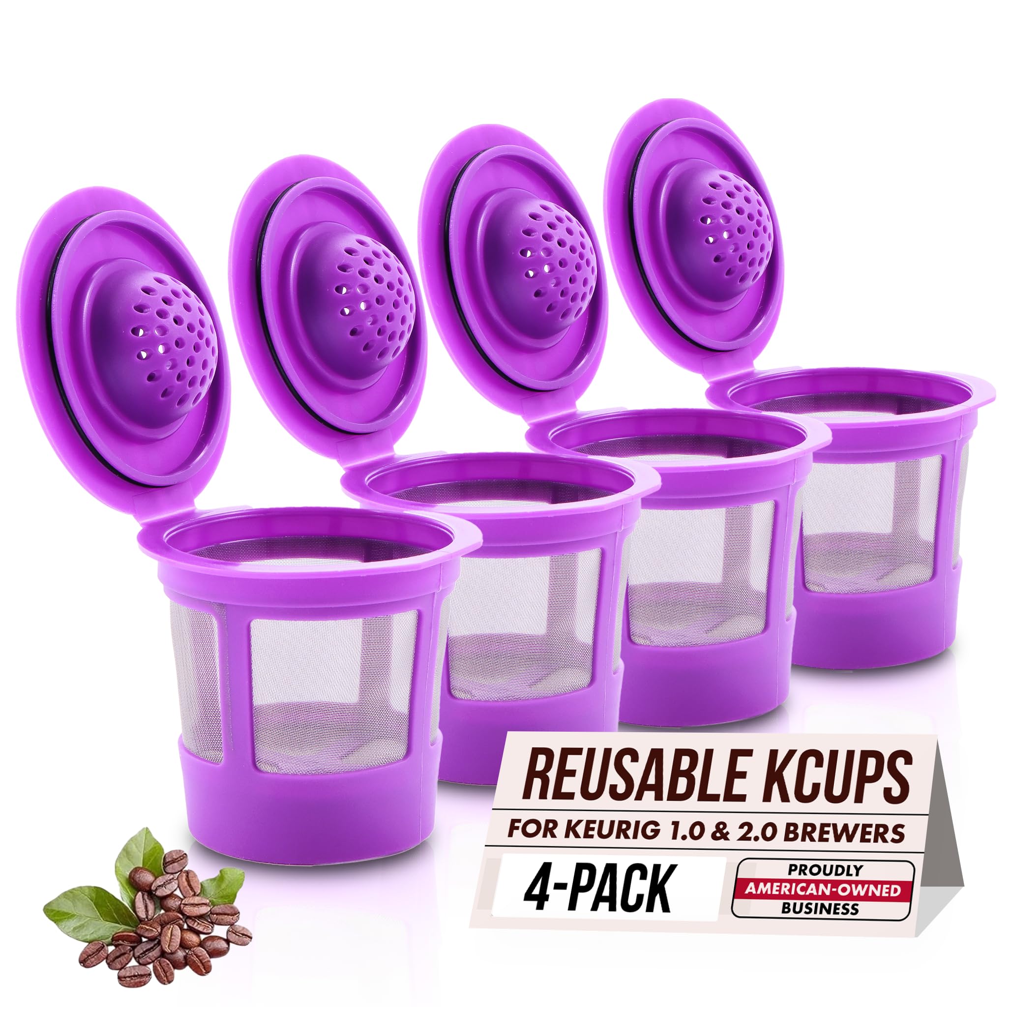 BOXOB 4 Filtri Caffè Ricaricabili Per Keurig 1.0 E 2.0 – Set Con Cucchiaio E Spazzola, Cialde In Acciaio Inox - 2
