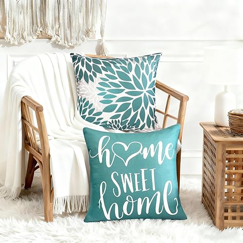 Miniatura 5 de Juego de 4 fundas de almohada decorativas verdes de 18 x 18 pulgadas, fundas de almohada cuadradas de lino, fundas de almohada bohemias para sofá,