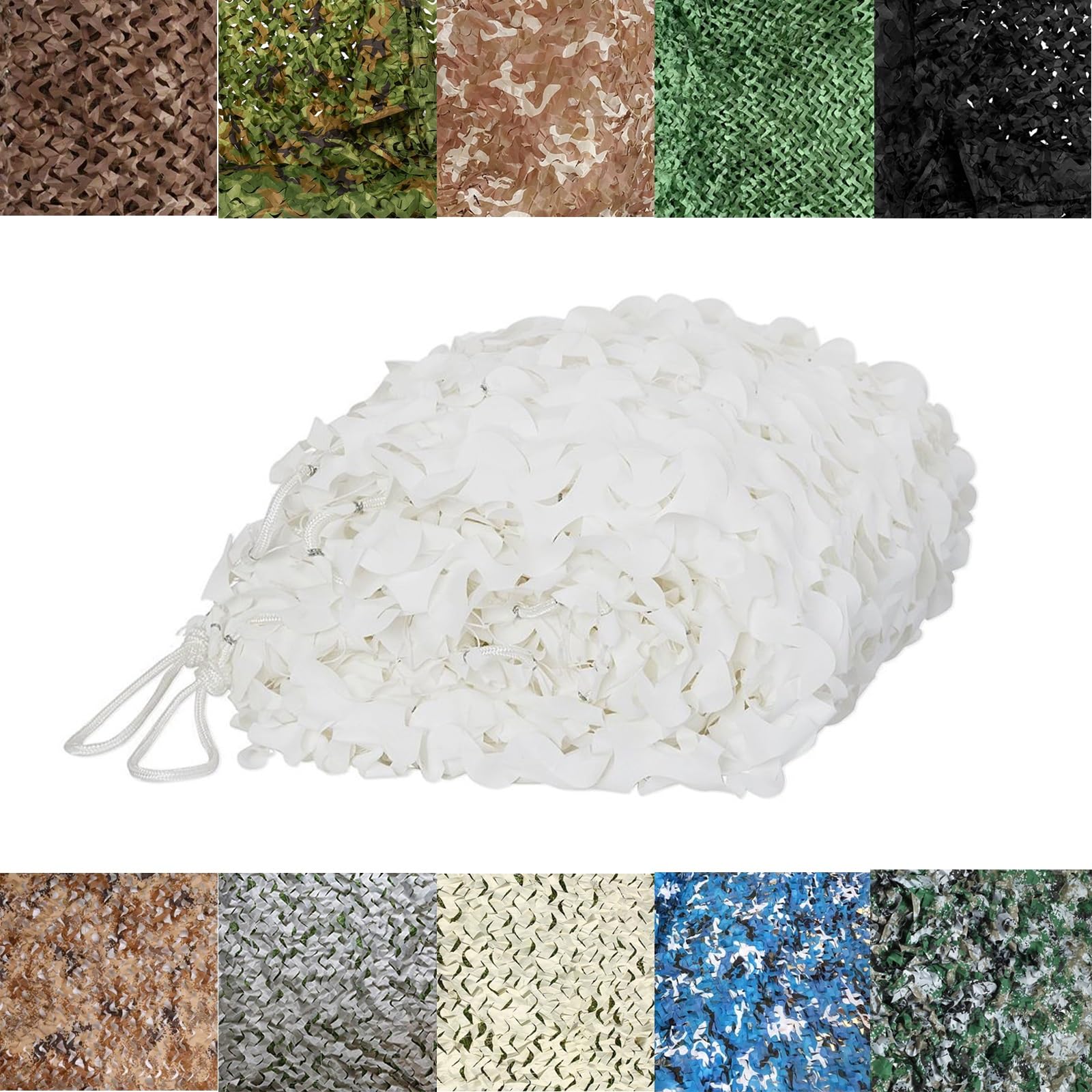 LTSRLL Camouflage Net Camo Netting Roll Greenhouse Shade Netting Tear Resistance Polyester Sunscreen Fabric Privacy Fence, 10+ Colors(Color:White,Size:2x2.5M(6.6x8.2ft))