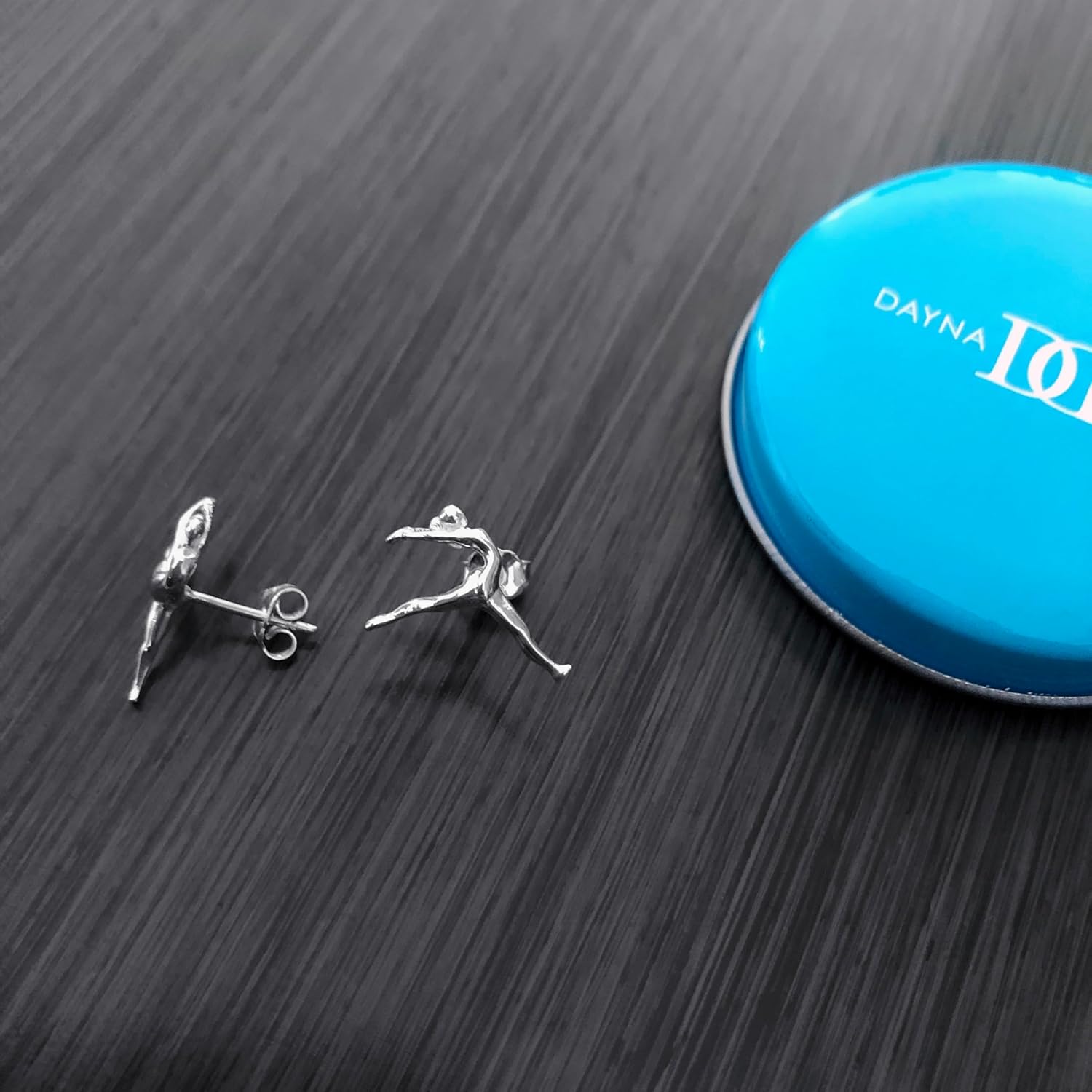 Gymnastics Post Earrings -Platinum over 925 Solid Sterling Silver, Gymnast Studs, Hypoallergenic Jewelry Gifts, Mini Ballerina Sports Dancer Team Charms by Dayna Designs