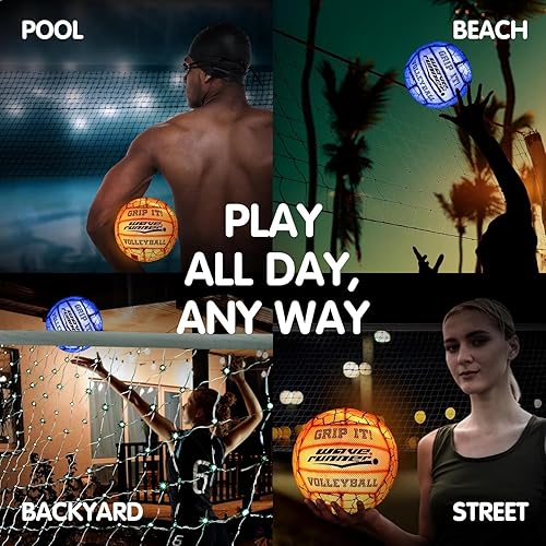 Miniatura 7 de Wave Runner Waterproof Volleyball with Sure-Grip Technology - Beach & Pool Volley Ball for Kids, Teens, Adults  Outdoor Sports Gear for Day & Night