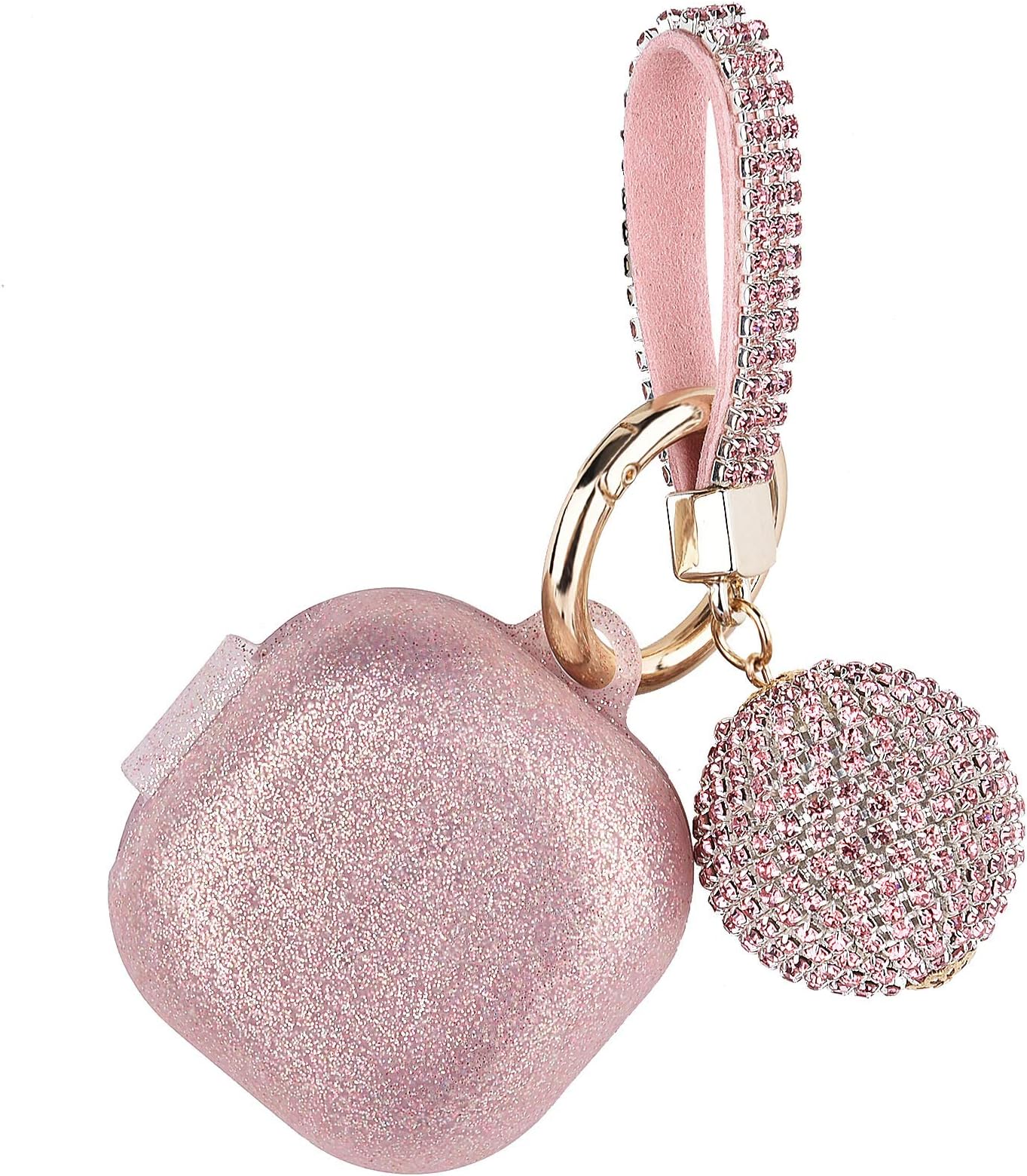 Case for Samsung Galaxy Buds 2 / Buds Live/Buds Pro/Buds 2 Pro, Filoto Cute Silicone Earbuds Protective Case Cover with Shiny Disco Ball Keychain Accessories for Women Girls (Glittery Rose Gold)