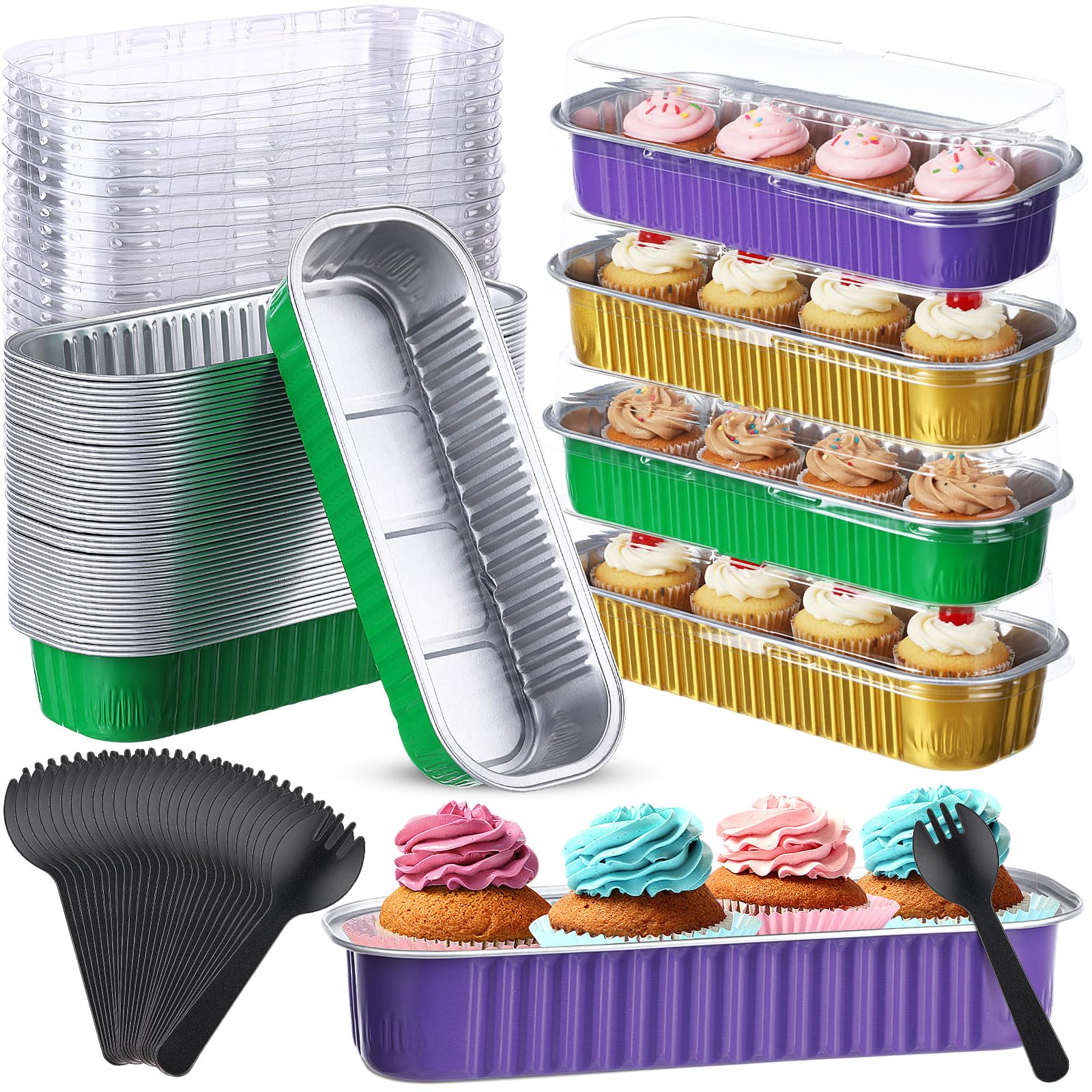 Moldes para pan mini Blushtier de papel de aluminio rectangulares para pasteles y postres