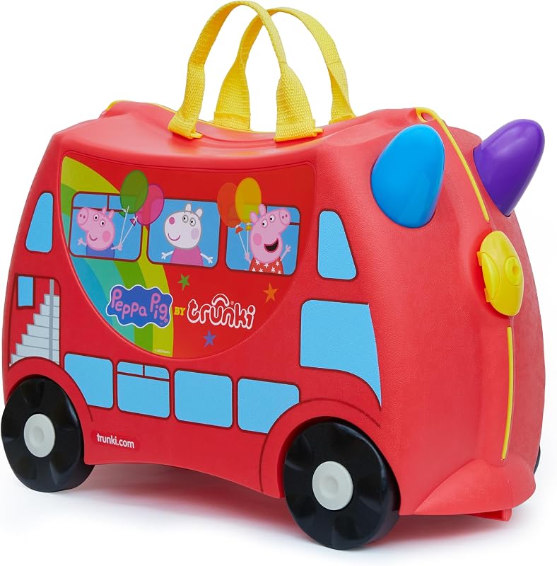 x valija Ride-On Peppa Pig - Equipaje de Mano Homologado, Bolsa de Viaje 18L, valija Infantiles con Ruedas para Niñas y Niños, Equipaje de Mano de Cabina Ligero con Correa de Remolque