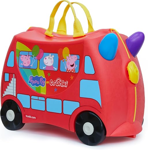 Trunki Original Kids Ride-On Suitcase and Carry-On Luggage, Peppa Pig (Red), Small, Peppa Pig (Red)