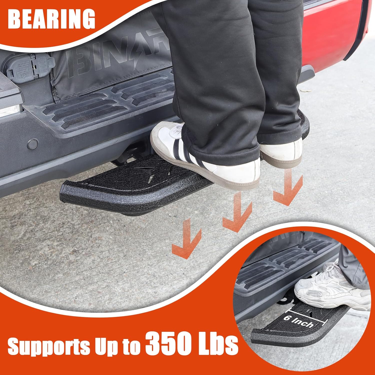 COMNOVA Truck Hitch Step for 2 Inch Receiver, Heavy-Duty Carbon Steel Tow Hitch Step with Anti-Rust Coating, Easy Install 6" Wide Bump Steps with Lock Pin for Car Van Truck SUV RV