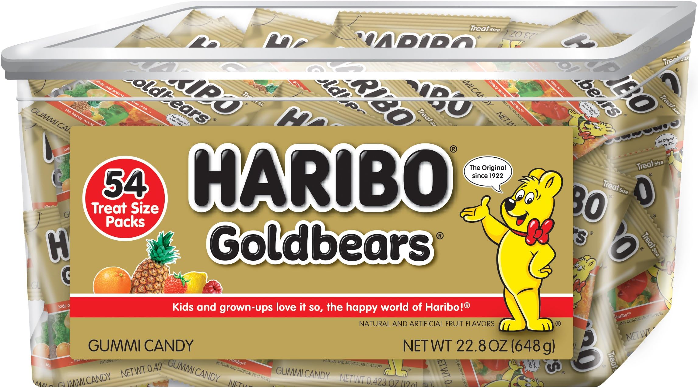Goldbears, Gummi Candy, 22.8 oz Tub (54 Packs) Assorted Flavors