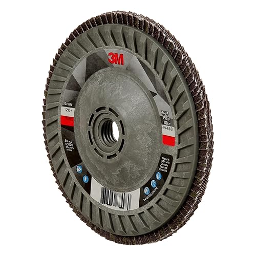 Miniatura 161 de 3M Disco de solapa 769F, tipo 27, 80+, 4-1/2 in x 7/8 in, abrasivo de alto rendimiento, disco de pulido y acabado de grano de precisión de cerámica