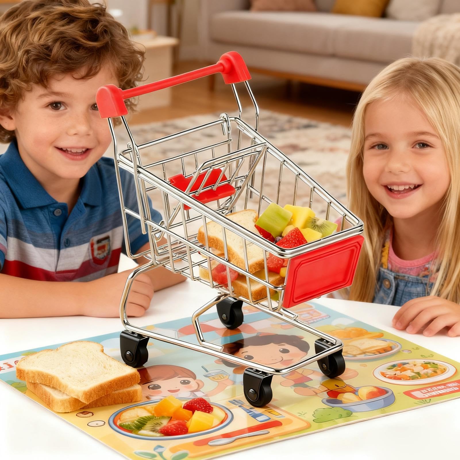 Mini chariot de courses avec fruits et légumes ideal pour apprendre les couleurs et les noms des fruits et légumes - Jeux & Jouets
