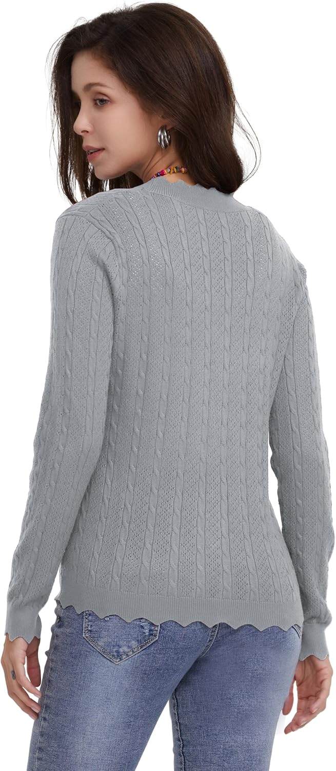 Women's Lace V Neck Hollow-Out Crochet Button Down Knit Slim Cropped Cardigan - Image 5