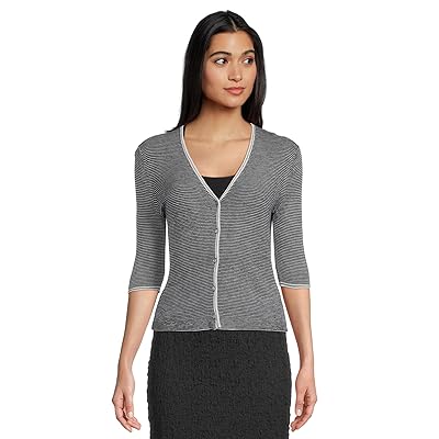 Vince Microstripe V neck Cardigan Women