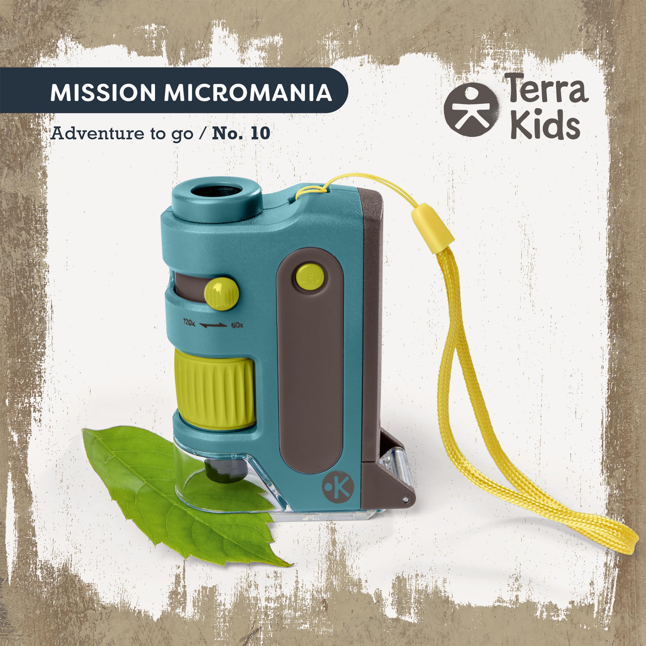 HABA Terra Kids Microscope de Poche pour Enfants – Mini Microscope avec Zoom 60-120x & Double Éclairage, Étui Inclus – Jouet d'Éveil Scientifique dès 4 Ans – 2013655001