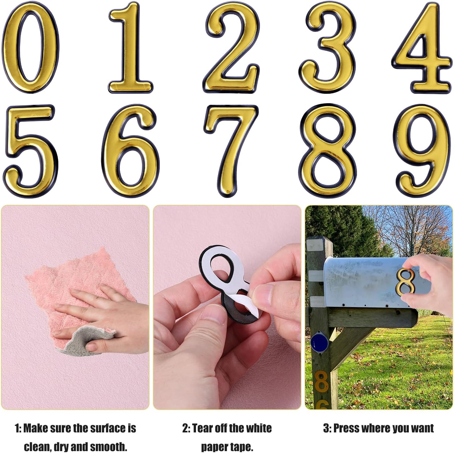 30pcs Mailbox Numbers, 2in Long 0-9 Reflective Mailbox Numbers for Outside Self Adhesive House Address Numbers Mailbox Numbers Sign for House Door Address