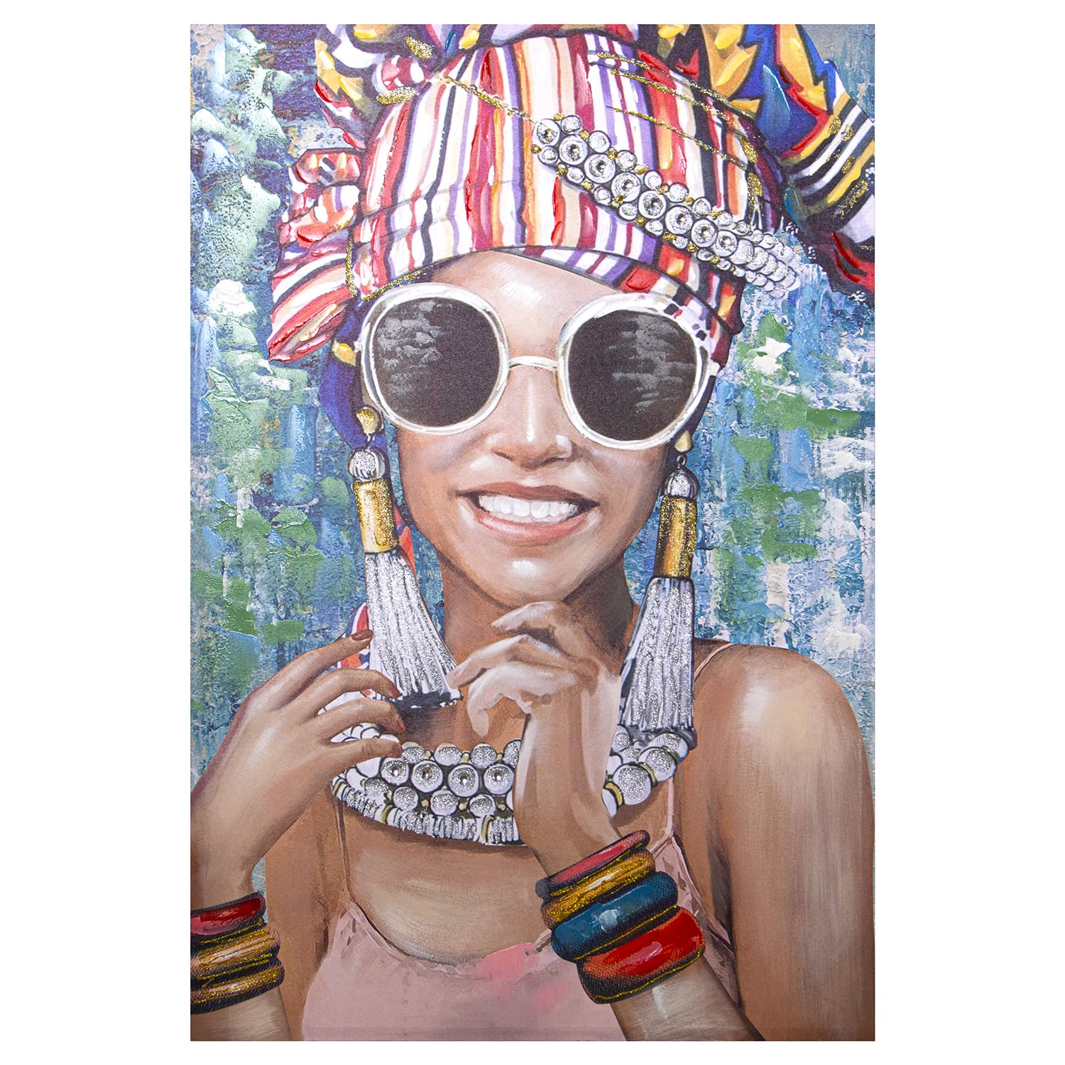 Tableau toile femme multicolore DRW pour réveiller un mur blanc