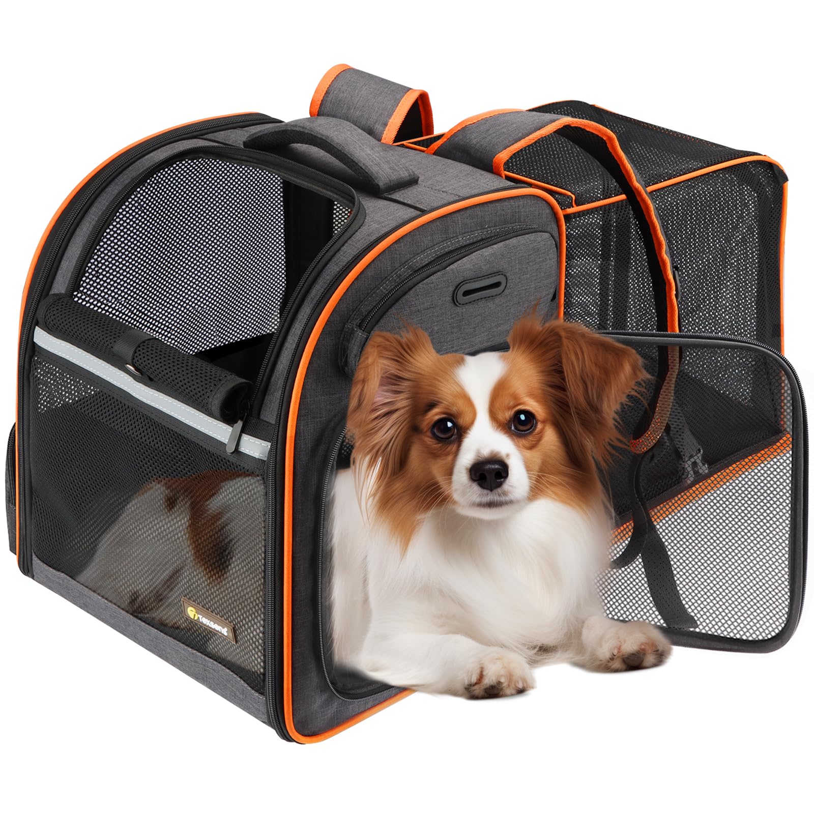 Texsens Cat Backpack Expandable Pet Carrier - Pet Backpack Carrier for Medium Cats and Small Dogs - Great for Travel, Hiking & Outdoor Activities