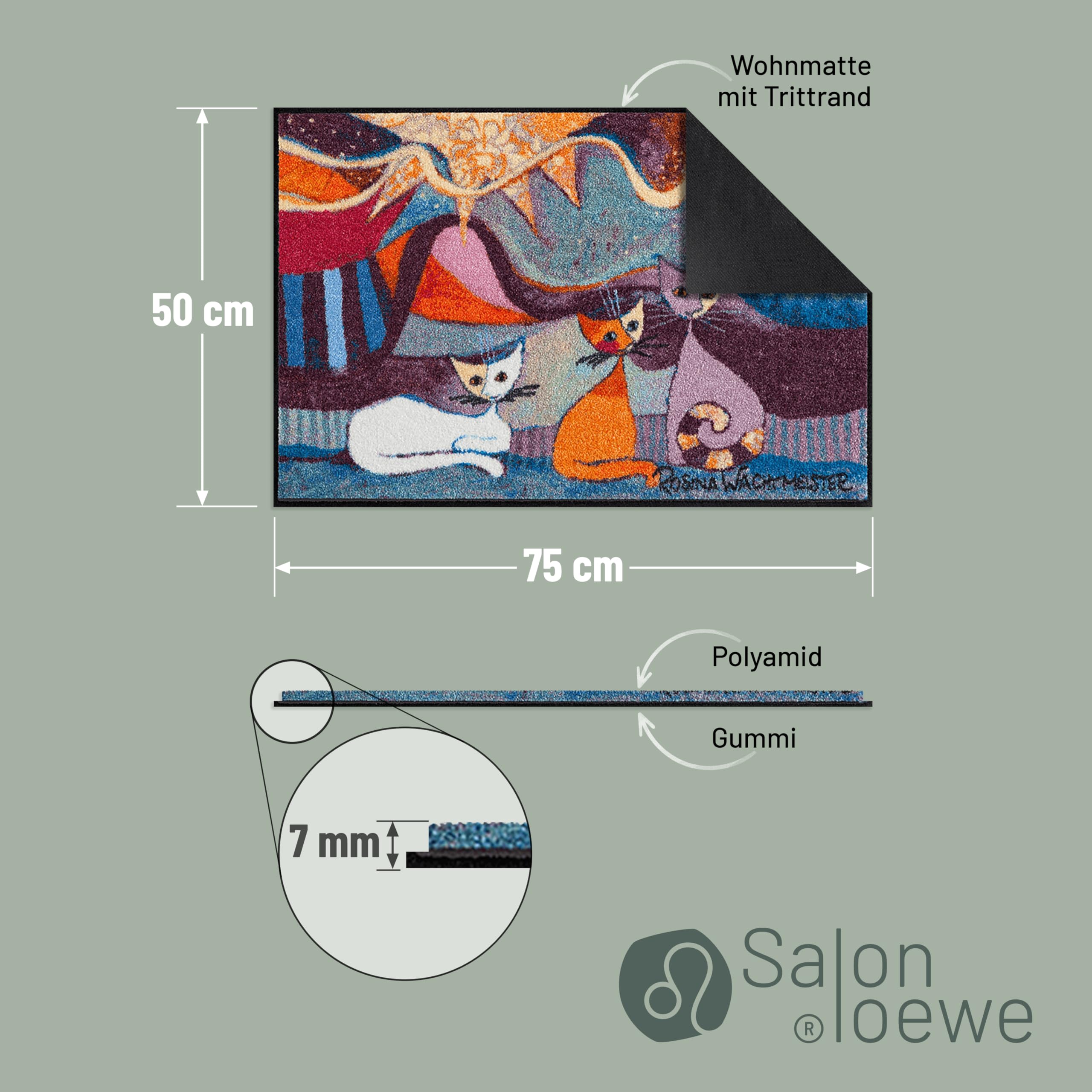 Efia Rosina Wachtmeister Fußmatte Lifestyle Le Onde 50x75 cm Tür-Matte waschbar Katzen bunt Designer