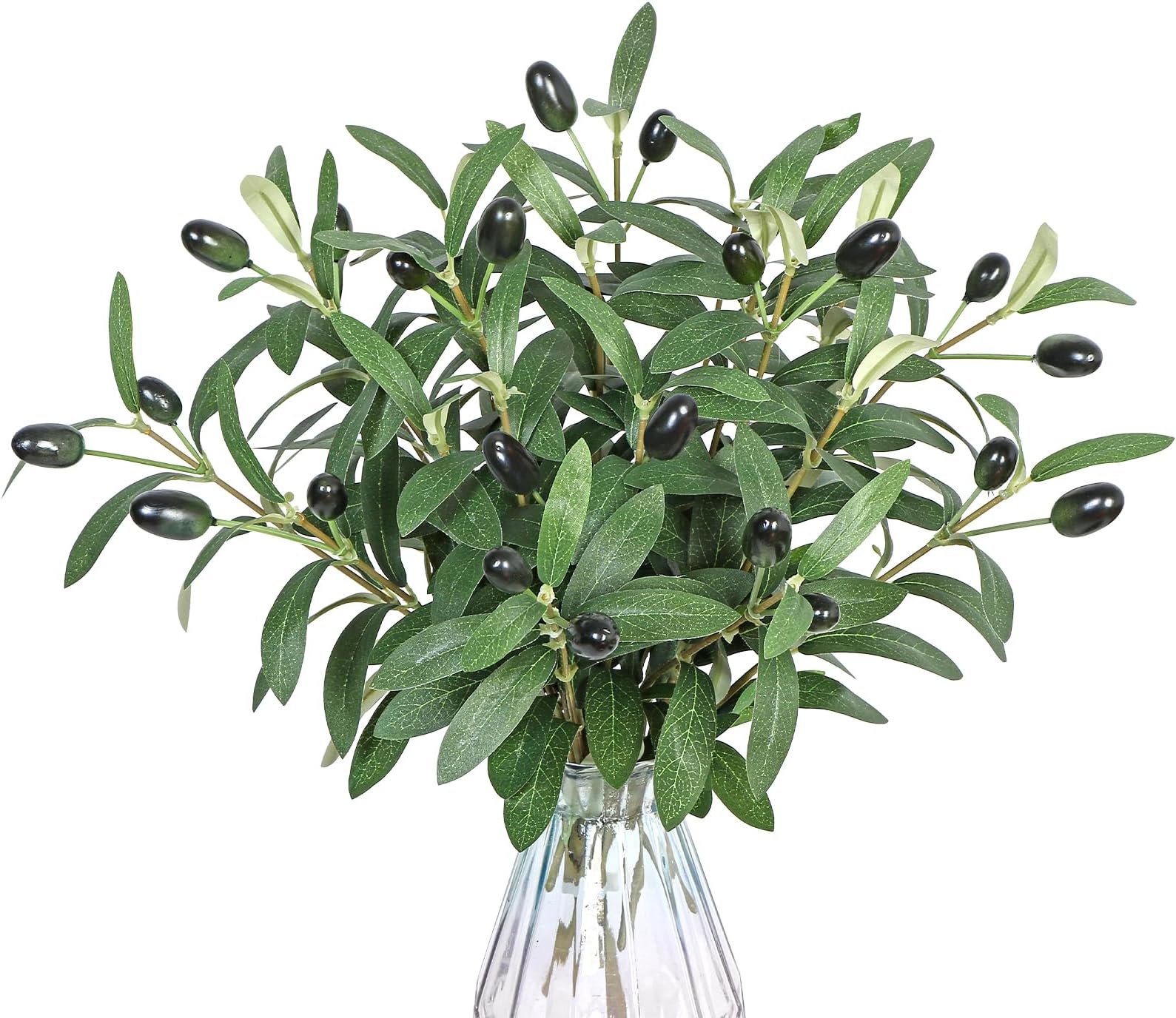 Betylifoy Artificial Olive Branches 10pcs Faux Olive Branches Stems Fake Olive Branches Artificial Greenery Stems for Vases Tabletop Centerpieces Wedding Bouquets Home Decor (10)