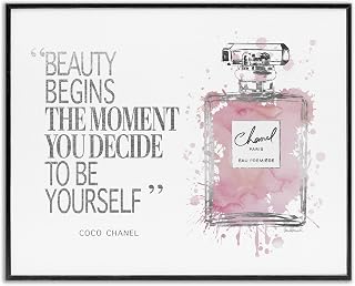 Stupell Industries Beauty Begins Fashion Perfume Black Framed Wall Art, 16 x 20, Design by Artist Amanda Greenwood
