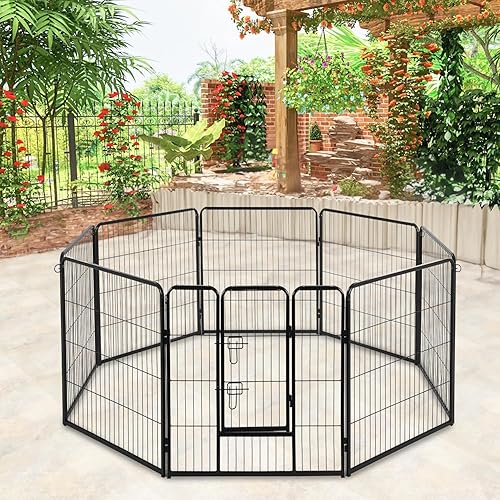 Miniatura 2 de BestPet Corral para perros 40 pulgadas, 8 paneles Cerca de alta resistencia de metal para ejercicio de mascotas Paneles de cerca para interior y