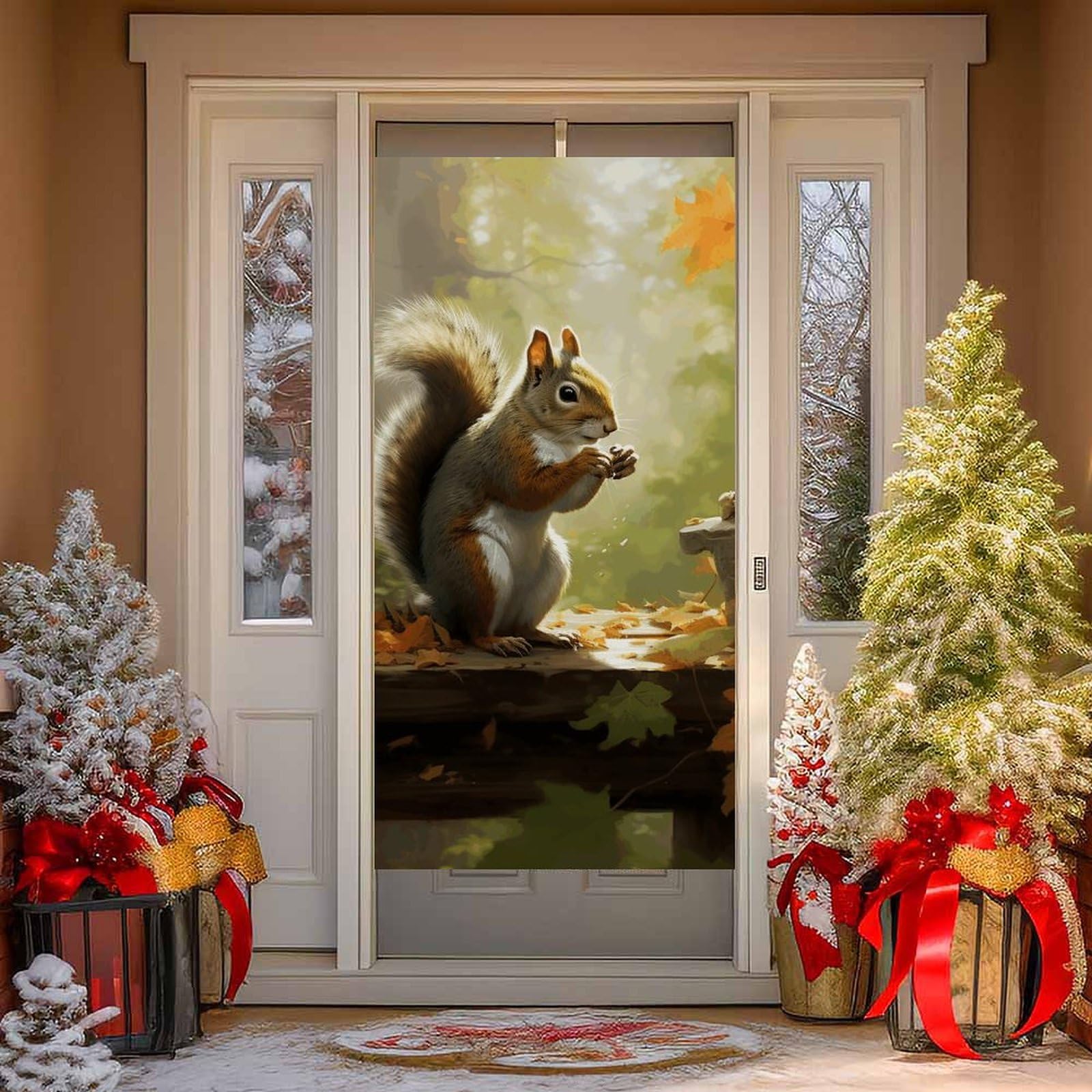 NTVOWPZO Squirrel Eats Nuts Door Curtains for Doorway Privacy Dividers Door Banner Blackout Curtains Fabric Door Window Curtain for Home Bedroom Kitchen Decor 35.4x70.9 in Decorative Banner