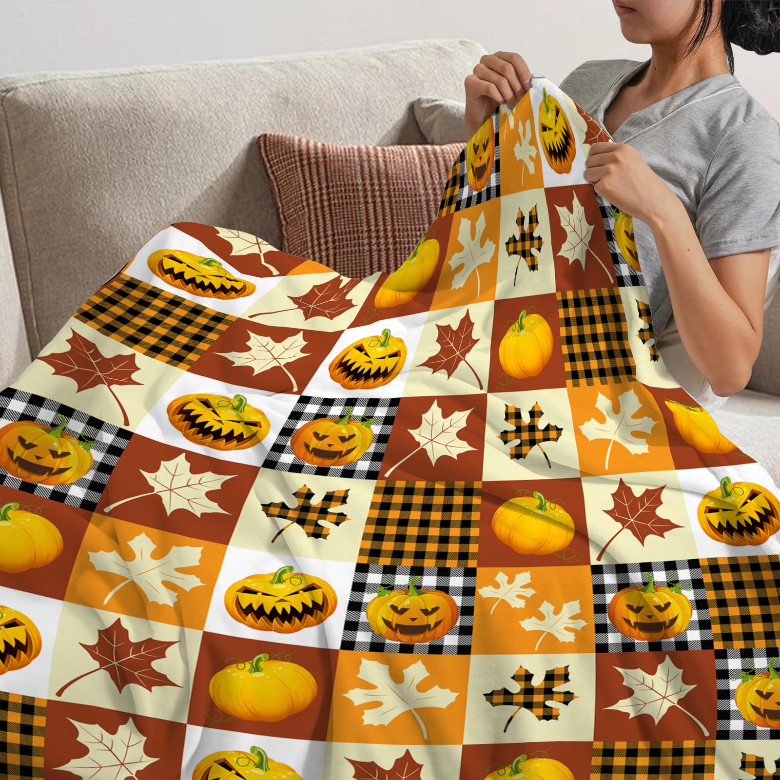 Gaakvrr Fall Blankets for Kids Pumpkin Throw Blanket - Image 4