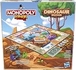 Monopoly Junior Édition Dinosaure Jeu de Société, Jeux de Société pour Enfants, Jouets Dinosaure Amusants, Jeu de Société Dinosaure pour 2-4 Joueurs (Exclusivité Amazon)