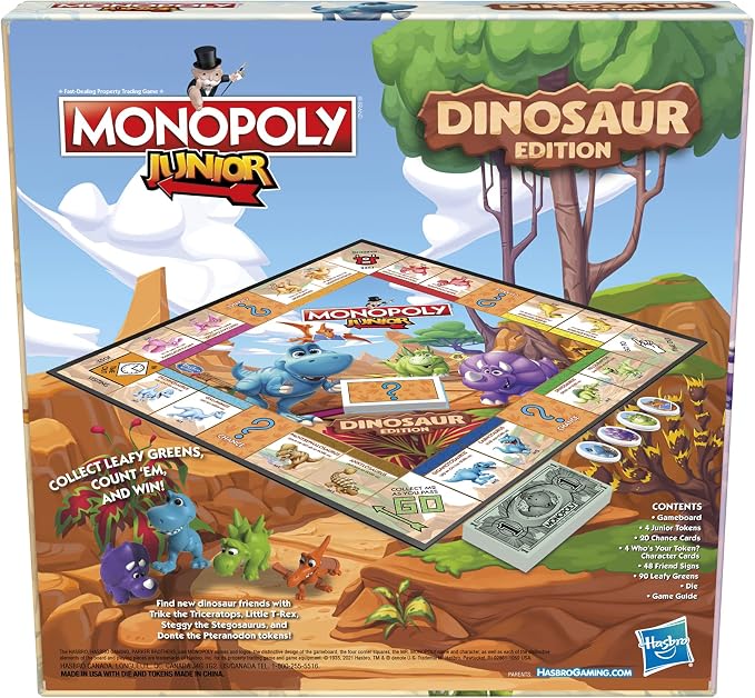 Monopoly Junior Dinosaur Edition juego de mesa Hasbro miniatura 9