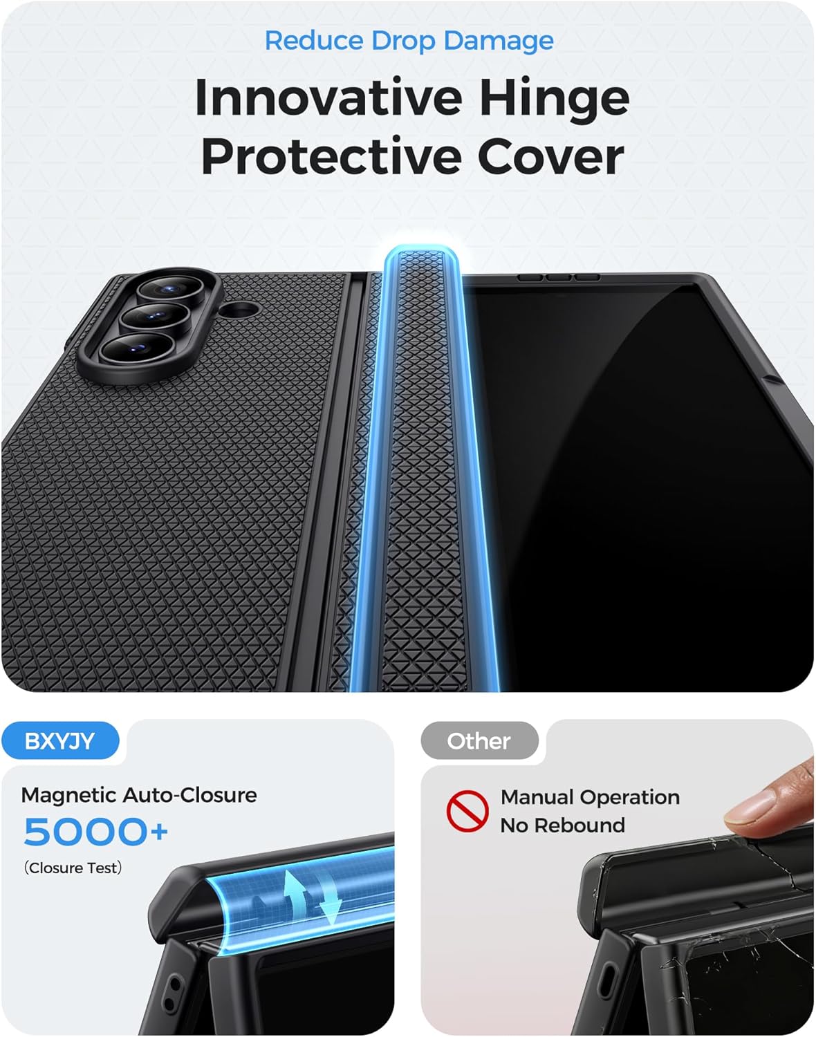 for Samsung Galaxy Z Fold 7 Case with Stand, Hinge Protection, Front Privacy Screen Protector, Slim Hard Shockproof Rugged Cover, Full Body Protective Phone Case for Samsung ZFold 7 2025, Black