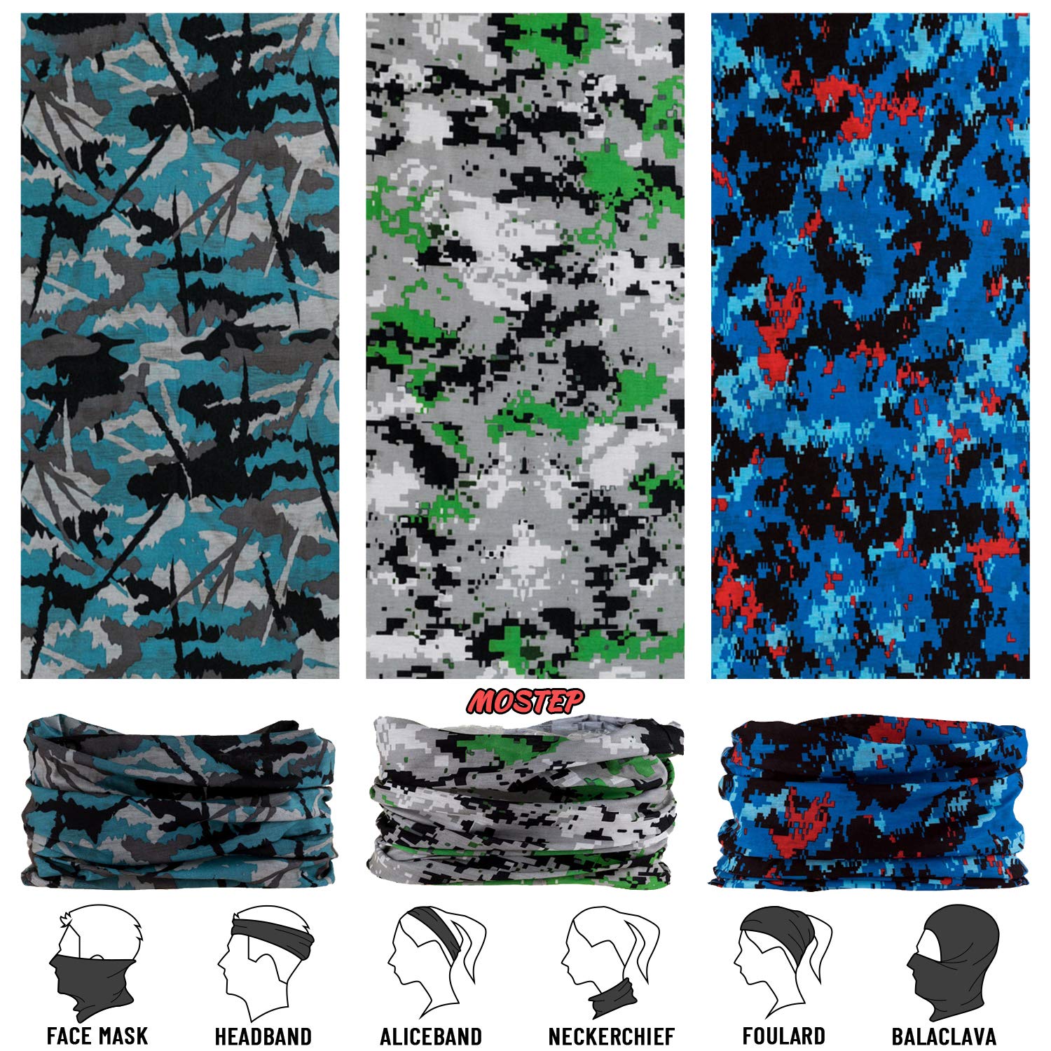 Neck Gaiter Headwear Headband Elastic Seamless Multifunctional Face Bandana Mask Sport Scarf for Men and Women for Motorcycle, Runing, Fishing, Hiking, Workout,Yoga etc 1